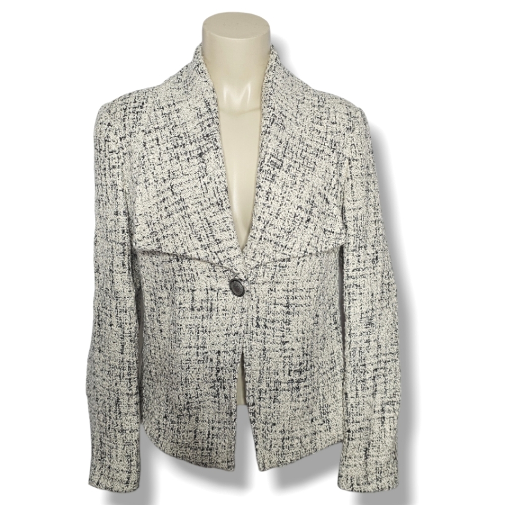 Coldwater Creek Tweed Career One Button Shawl Collar Blazer. Size 4-6